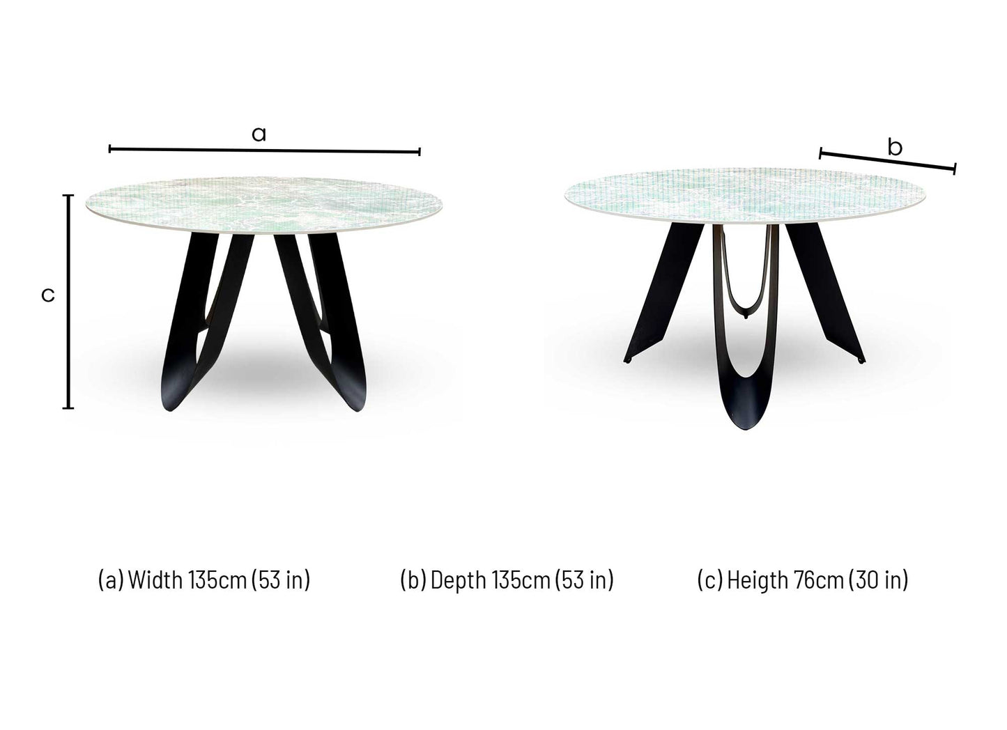 ‘Minnesota’ Green Ceramic Top 135cm Round Dining Table - product photo 6