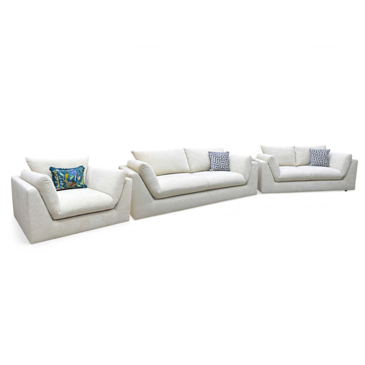‘Kalista’ Cream Palmero Plain Velvet 3 + 2 Seater Sofa with Cuddler Set