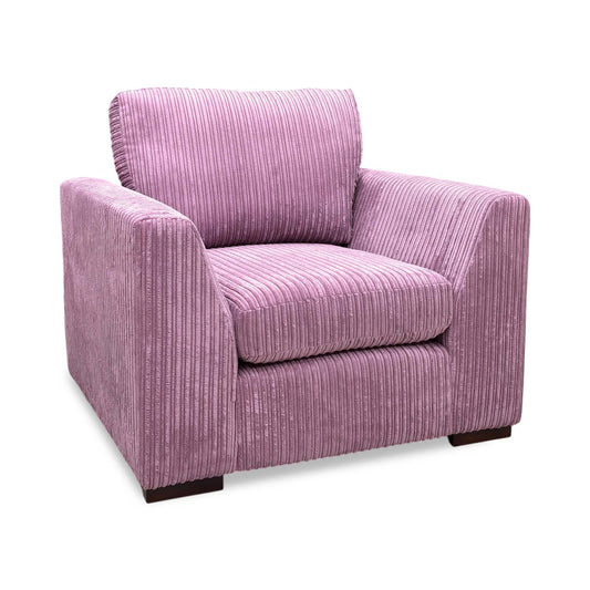 ‘Heydon’ Lilac Purple Marley Jumbo Cord Armchair