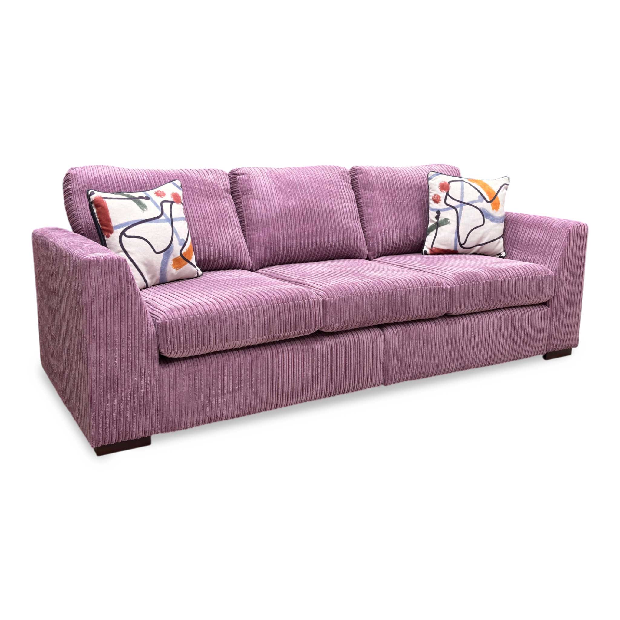 DFS 'Heydon' Lilac Purple Marley Jumbo Cord 4 Seater Split Frame