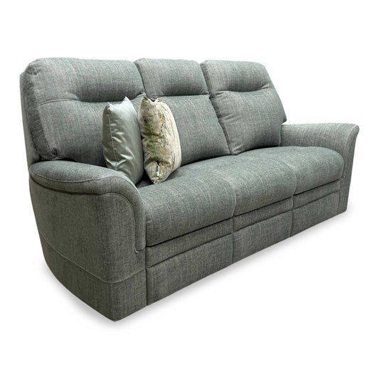Full view of the Furniture Village Parker Knoll ‘Hudson 23’ 3-Seater Sofa in Sierra Conifer Green fabric, showcasing its deep curvaceous back, plush padded arms, and exceptionally comfy cushioned seating profile.