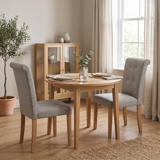 Furnitureland 'Augusta' Clay Grey Pair of Roll Back Upholstered Dining Chairs