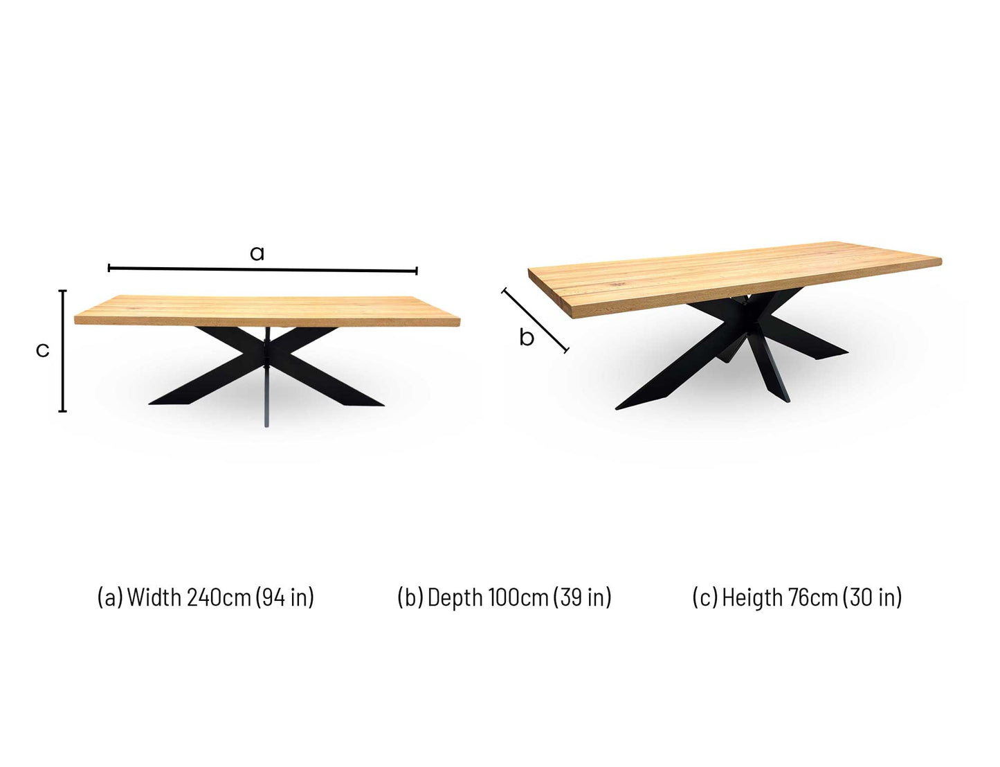 Bodahl ‘Terra’ 1 Oil Solid Oak 240cm Dining Table with Metal Star Base