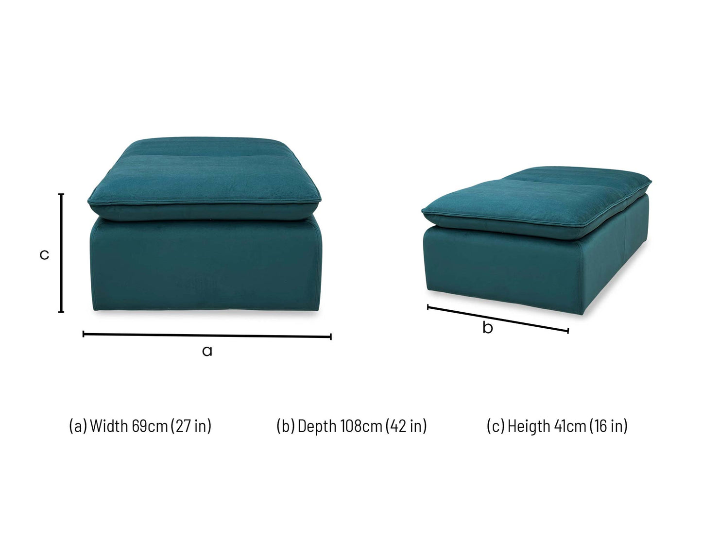 ‘Starlight Express’ Fab-Meg-R36 Lake Green Fabric Storage Chair Footstool