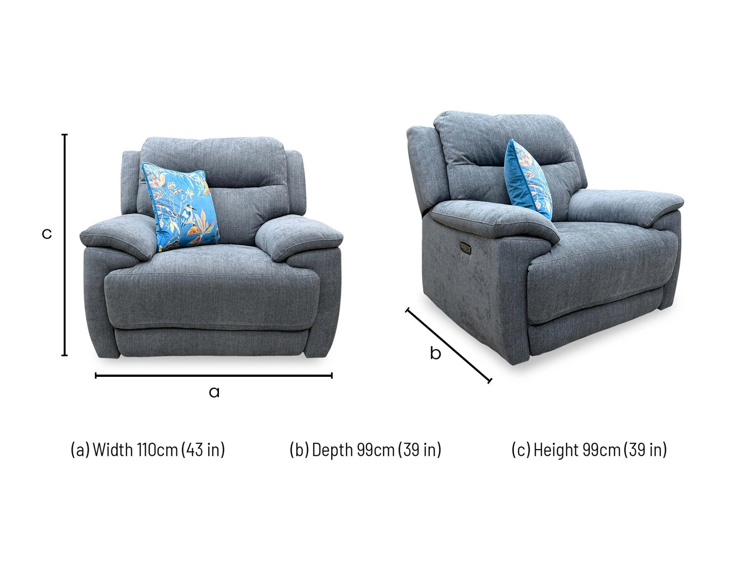 'Touch' Sfa-Pey-R09 Dove Grey Fabric Power Recliner Chair