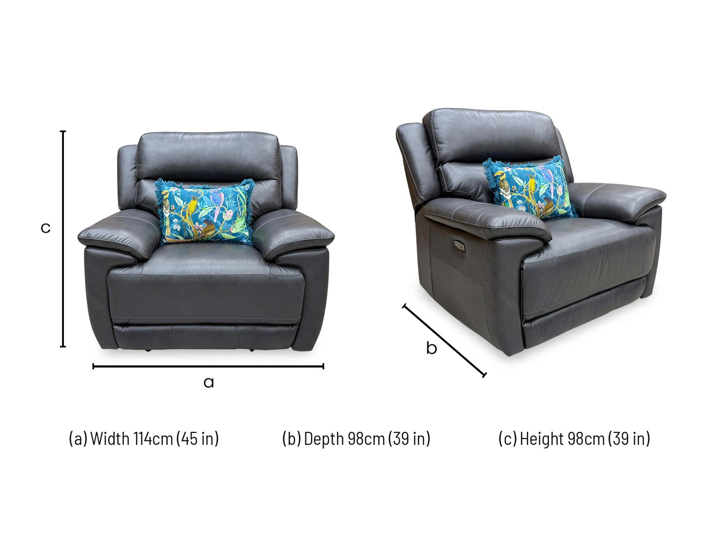 World of Leather 'Touch' Bv-3500 Classic Black Leather Power Recliner Armchair