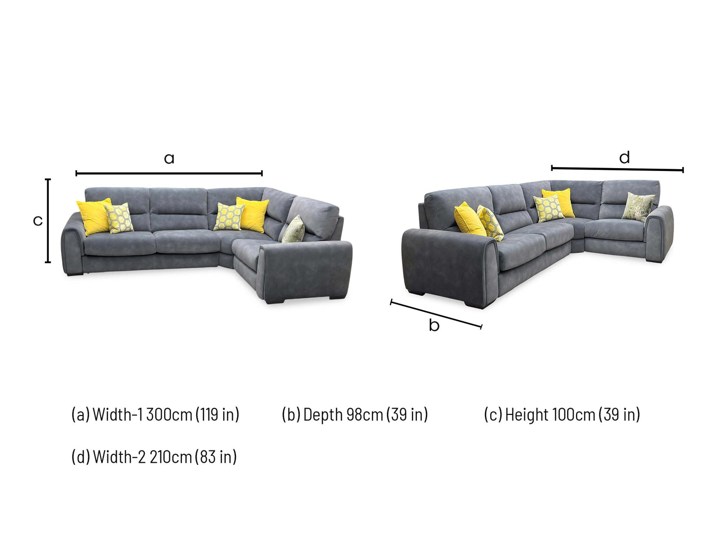 Technical dimension graphic for the Flex small corner sofa bed, indicating precise total width, chaise depth, frame height, and fully extended sleeping area measurements.