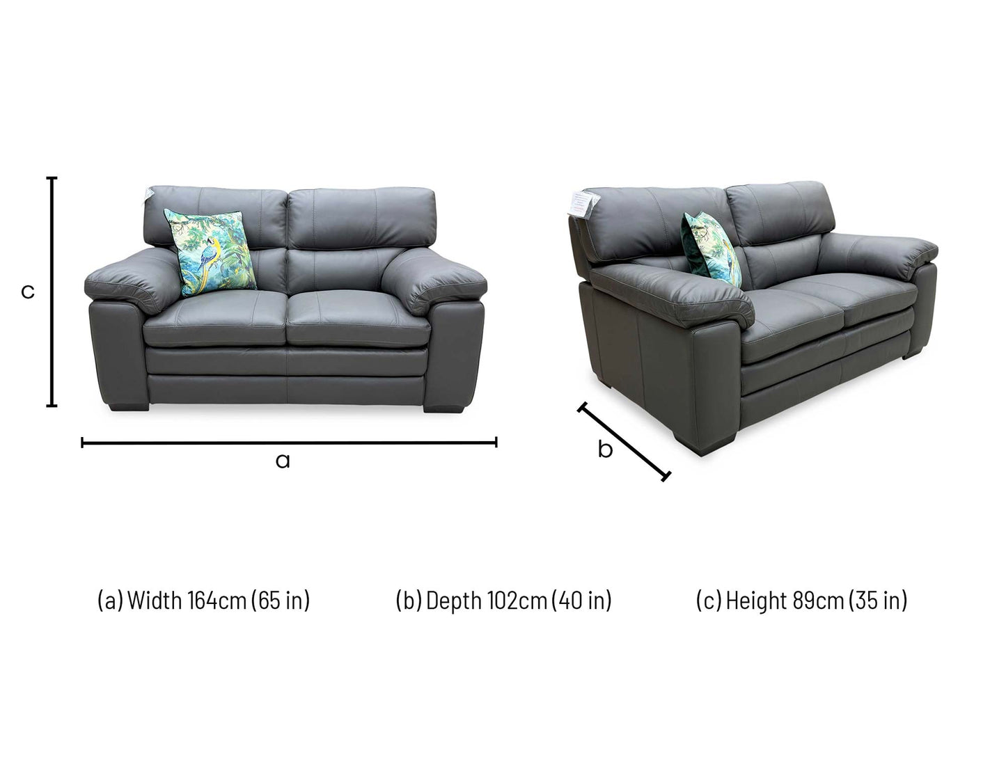 World of Leather 'Cozee' Nw-517e Shale Grey 2 Seater Pure Premium Leather Sofa