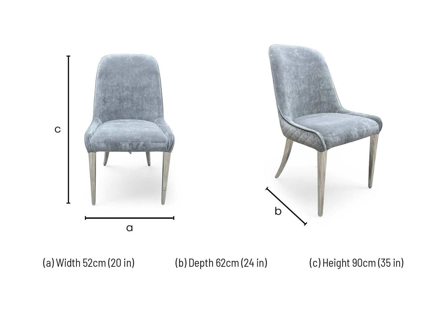 'Dolce' Grey Velvet Dining Chair