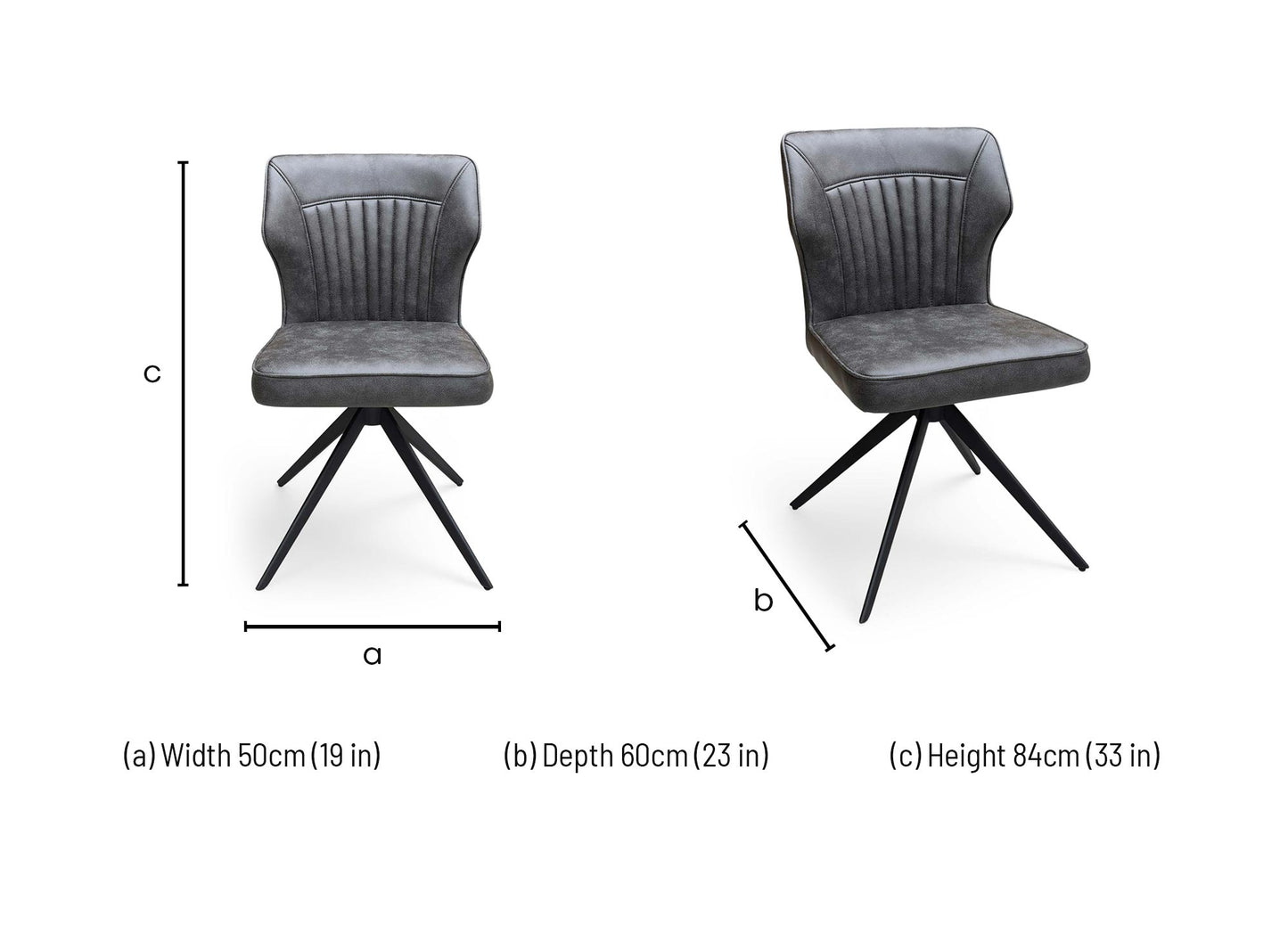 ‘Aydin’ Dark Grey Fabric Swivel Dining Chair