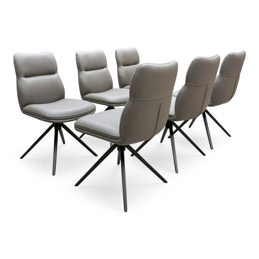 'Quattro' Taupe Faux Leather Set of 6 Swivel Dining Chairs Furniture Village