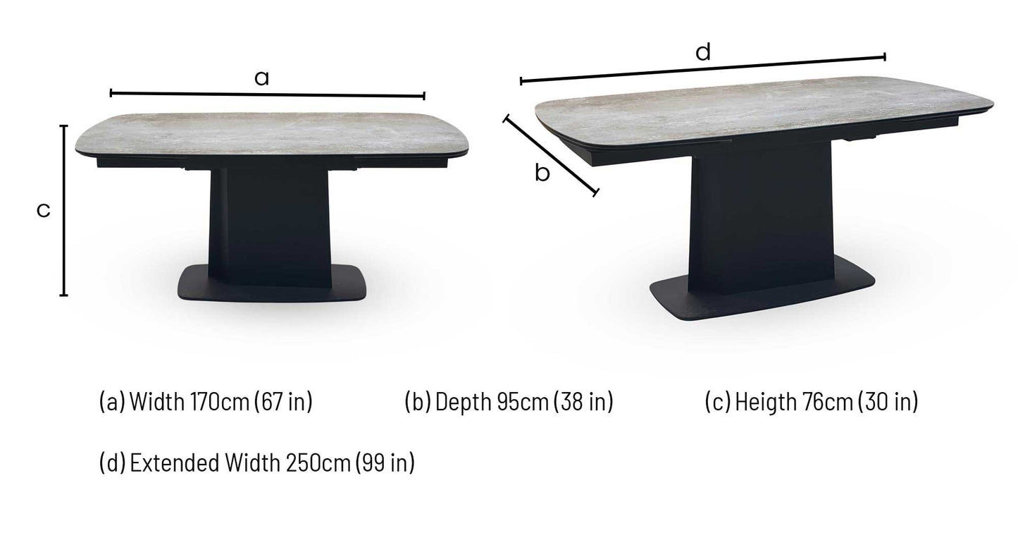 ‘Catalina’ Ceramic Top Large Extending Dining Table