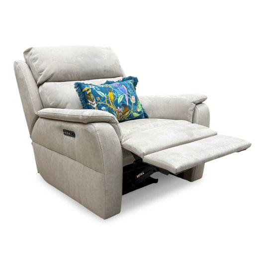 Nicoletti ‘Vito’ Flambe Visone Taupe Fabric Power Recliner Chair with Power Headrest and Power Lumbar