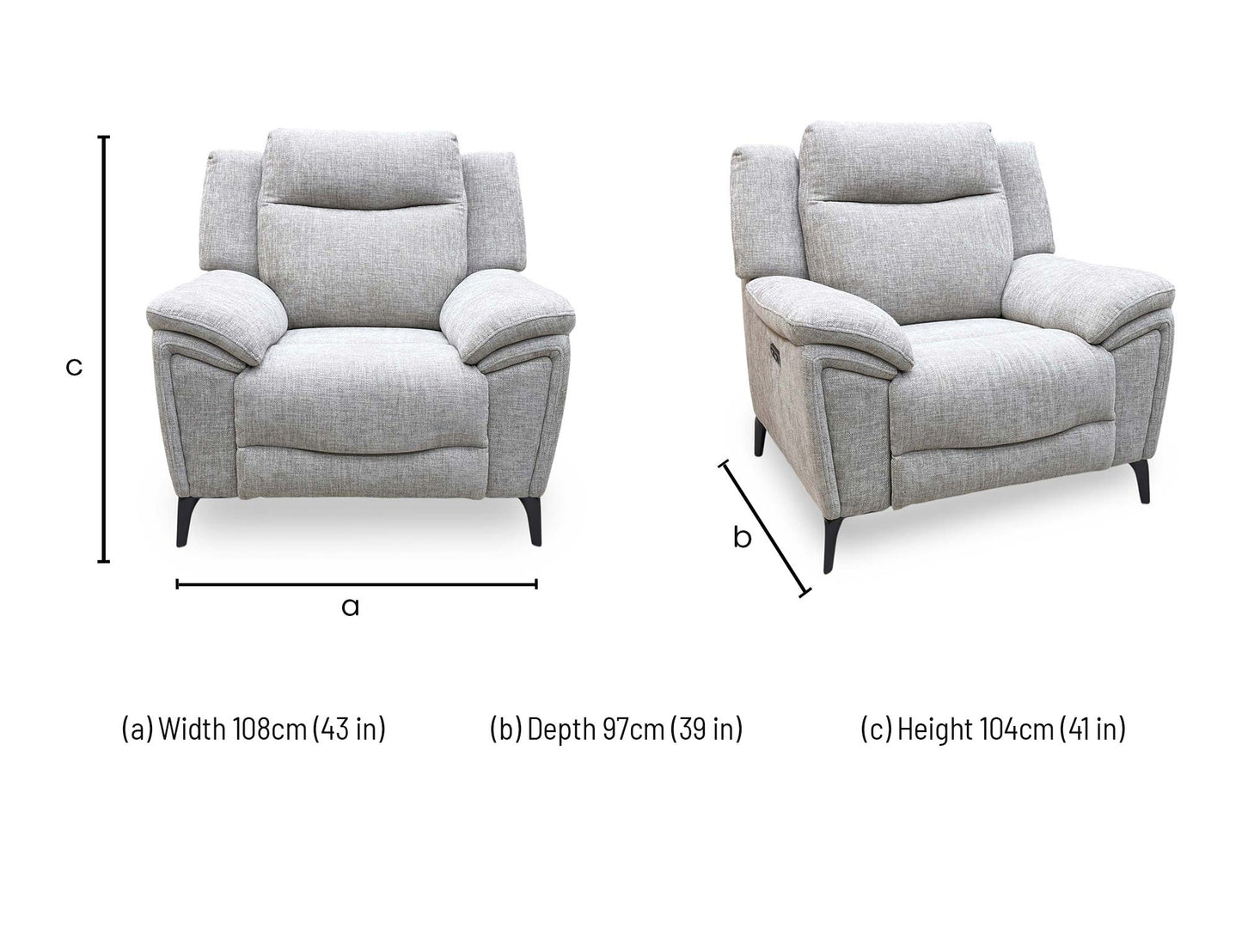 ‘Panache’ Grey Fabric Power Recliner Chair