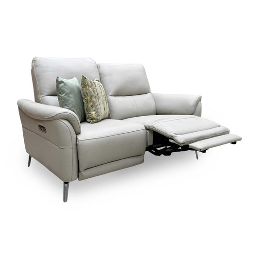 ‘Daytona’ Cat-60_23 Lead Grey Leather 2 Seater Power Recliner Sofa