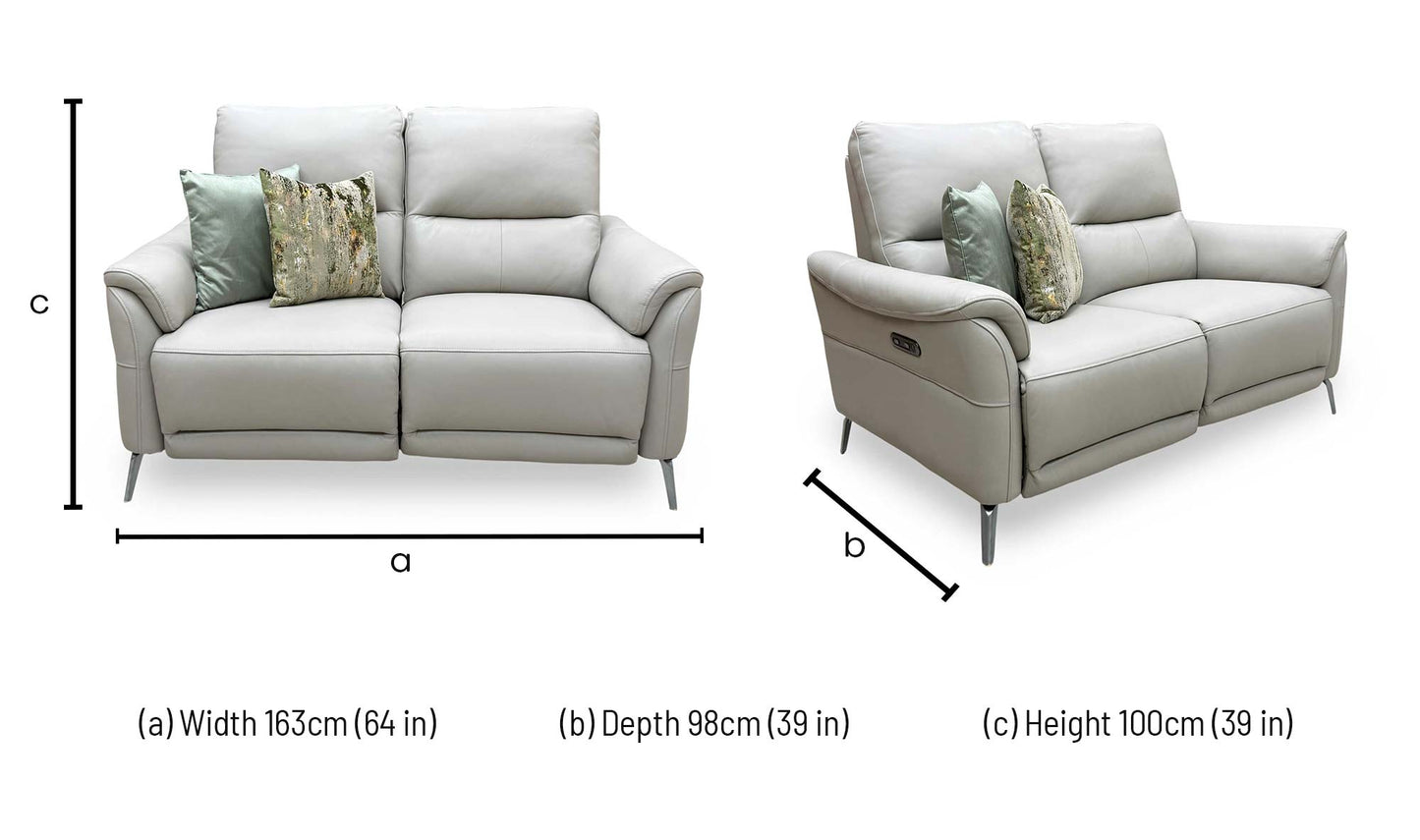 ‘Daytona’ Cat-60_23 Lead Grey Leather 2 Seater Power Recliner Sofa