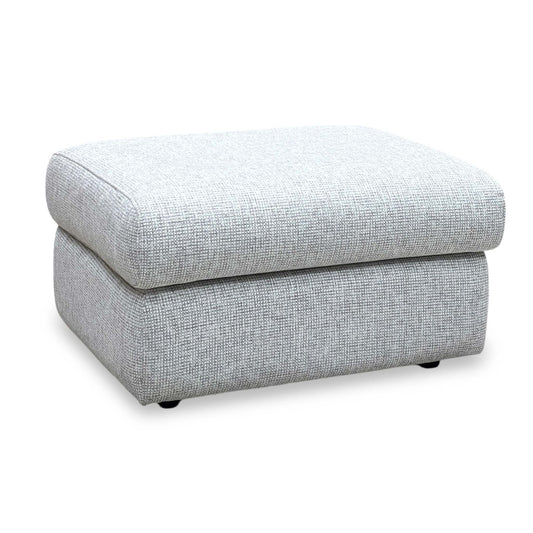 Full View ‘G Plan Thornbury’ contemporary storage footstool, beautifully tailored in A940 Roche Cloud Grey fabric upholstery.