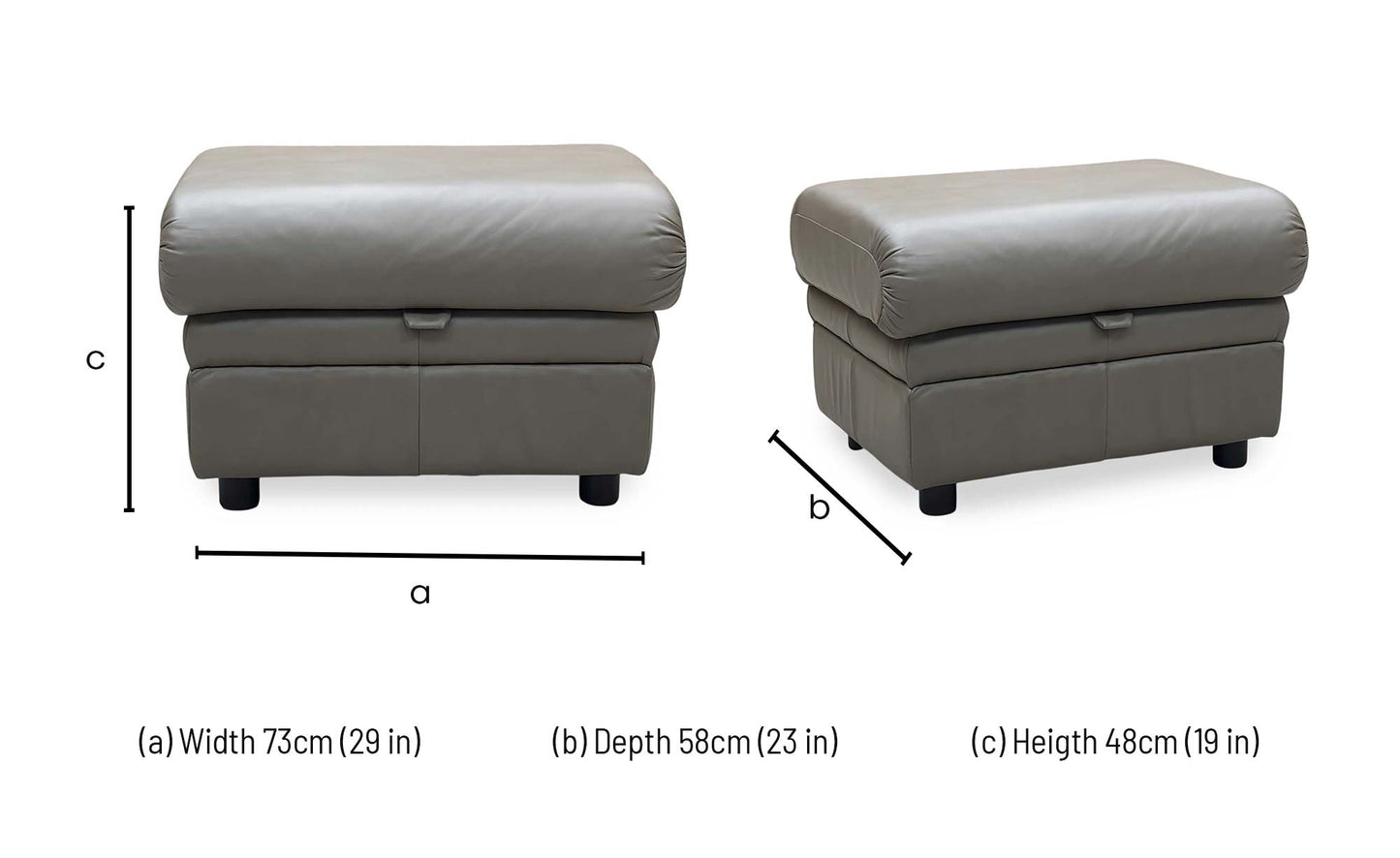 Parker Knoll ‘Hudson 23’ Olive Grey Leather Storage Footstool