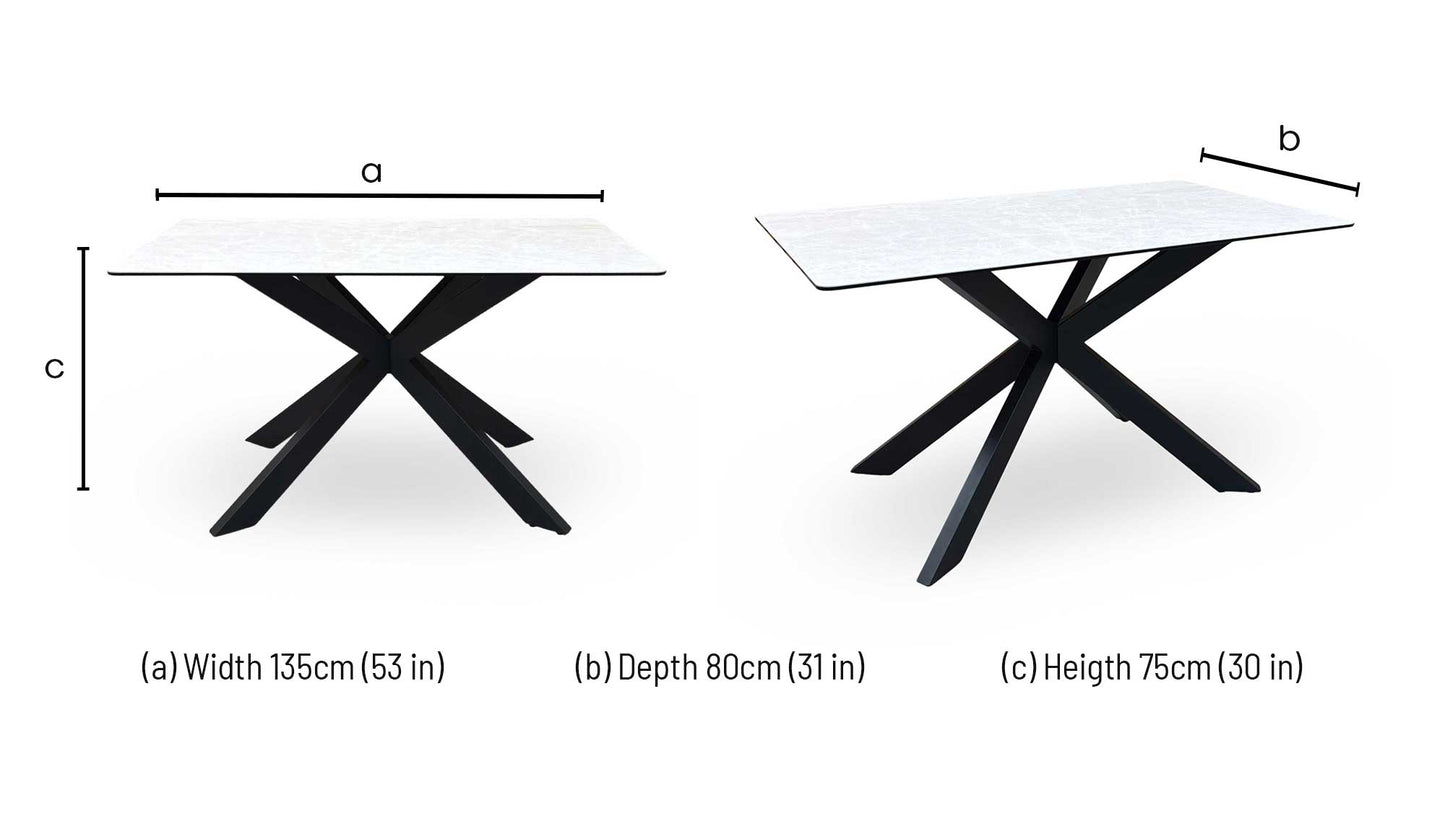 ‘Luno’ Ceramic Top Fixed Dining Table