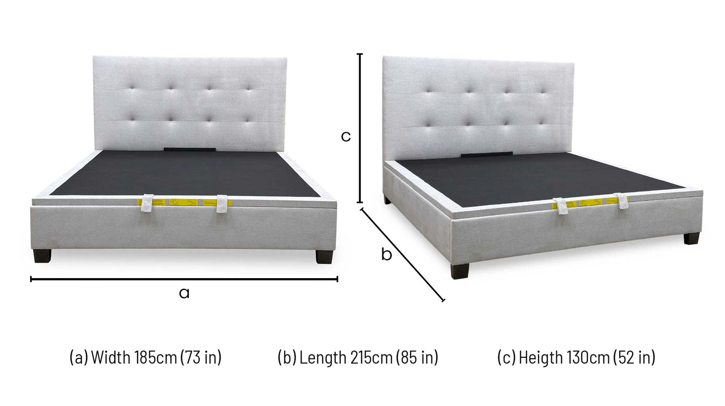 ‘Hadley’ Muskat Clay Fabric Ottoman Bed Frame - Super King