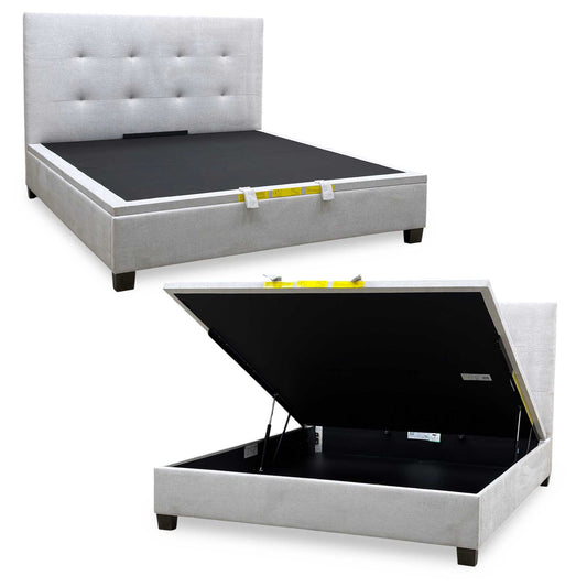 ‘Hadley’ Muskat Clay Fabric Ottoman Bed Frame - Super King