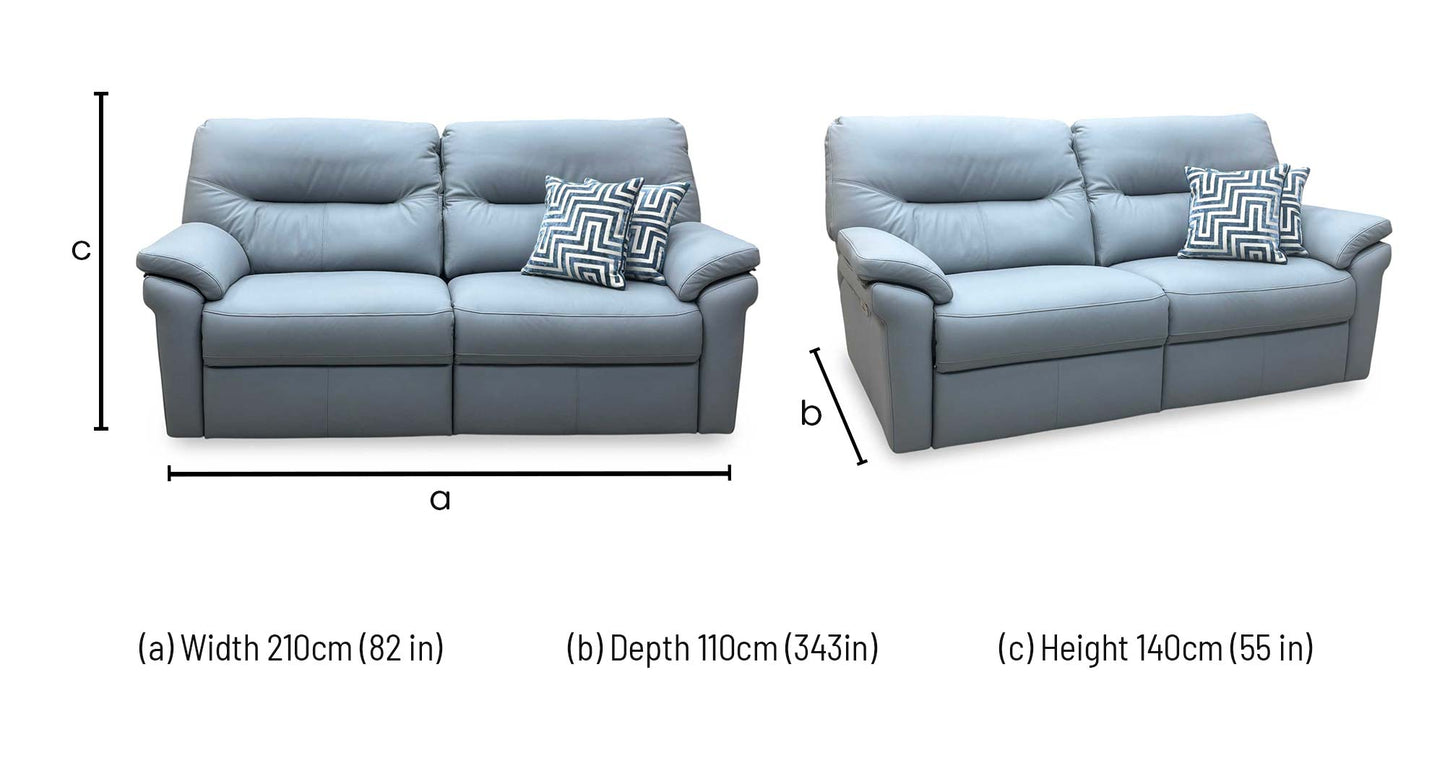 G Plan ‘Seattle’ H008 Durham Steel Grey Leather 3 Seater Power Recliner Sofa with Power Lumbar and Heated Seats