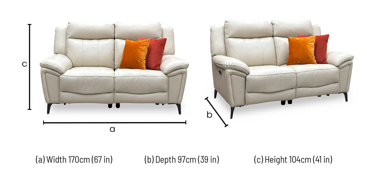 ‘Panache' Bone China Cat-60_05 Leather 2 Seater Power Recliner Sofa
