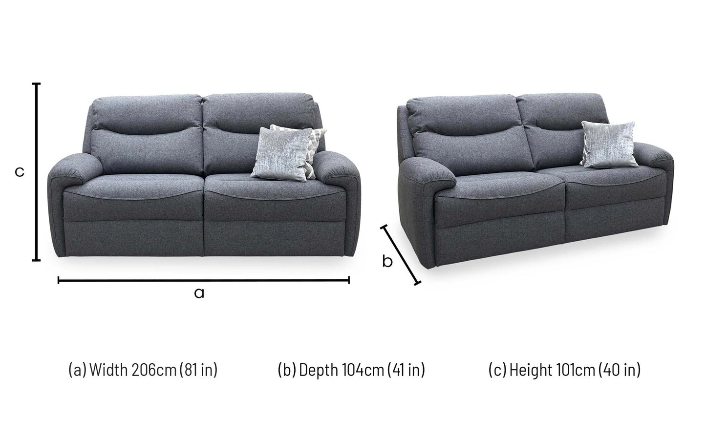 G Plan ‘Amesbury’ A943 Roche Slate Grey Fabric 3 Seater Sofa
