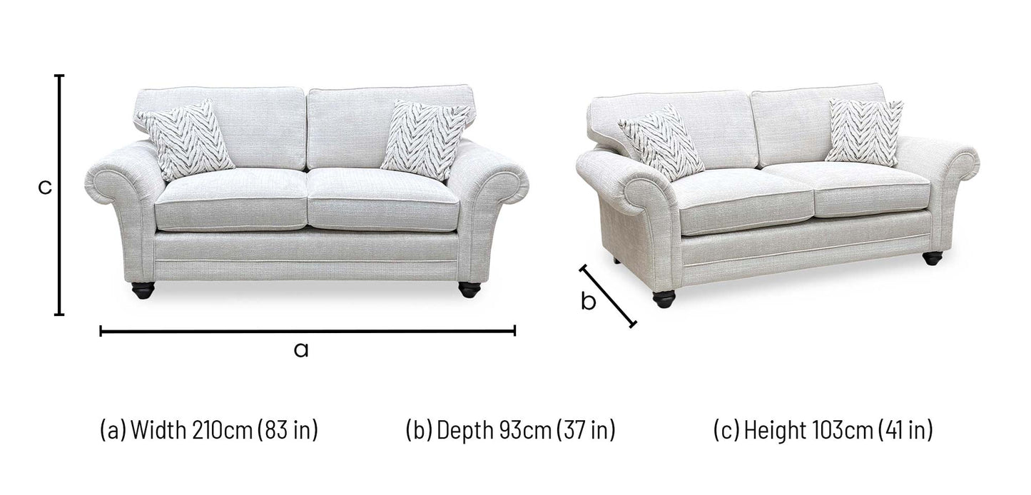 ‘Clara’ Beige Woven Fabric 3 Seater Sofa