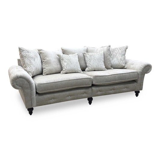 'Gillingham' Beige Chenille Fabric 4 Seater Split Frame Sofa
