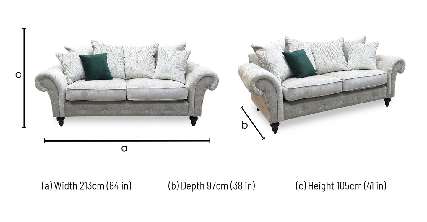 ‘Gillingham’ Beige Chenille Fabric 3 Seater Sofa