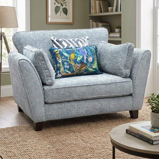 ‘Tabitha’ Duck Egg Fabric Snuggler Chair
