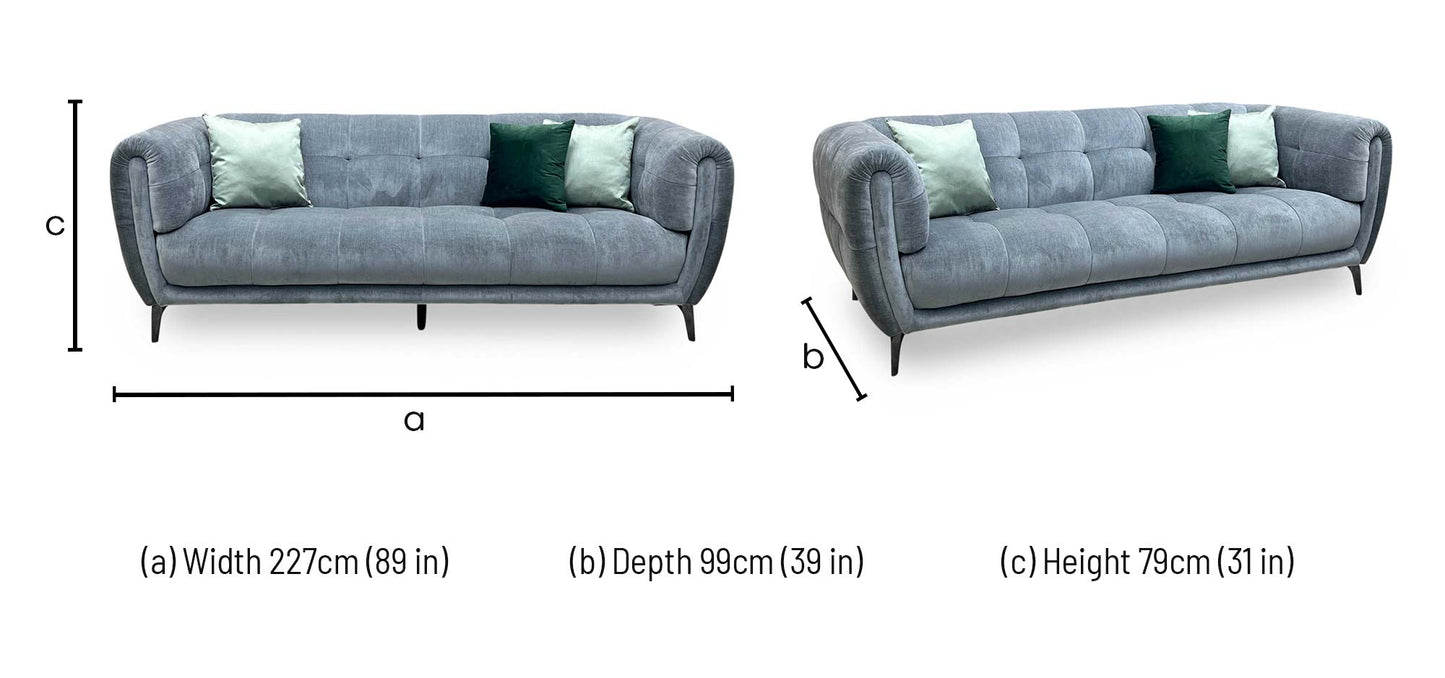 ‘Sienna’ Manhattan Charcoal Grey 58003 Fabric 3 Seater Sofa