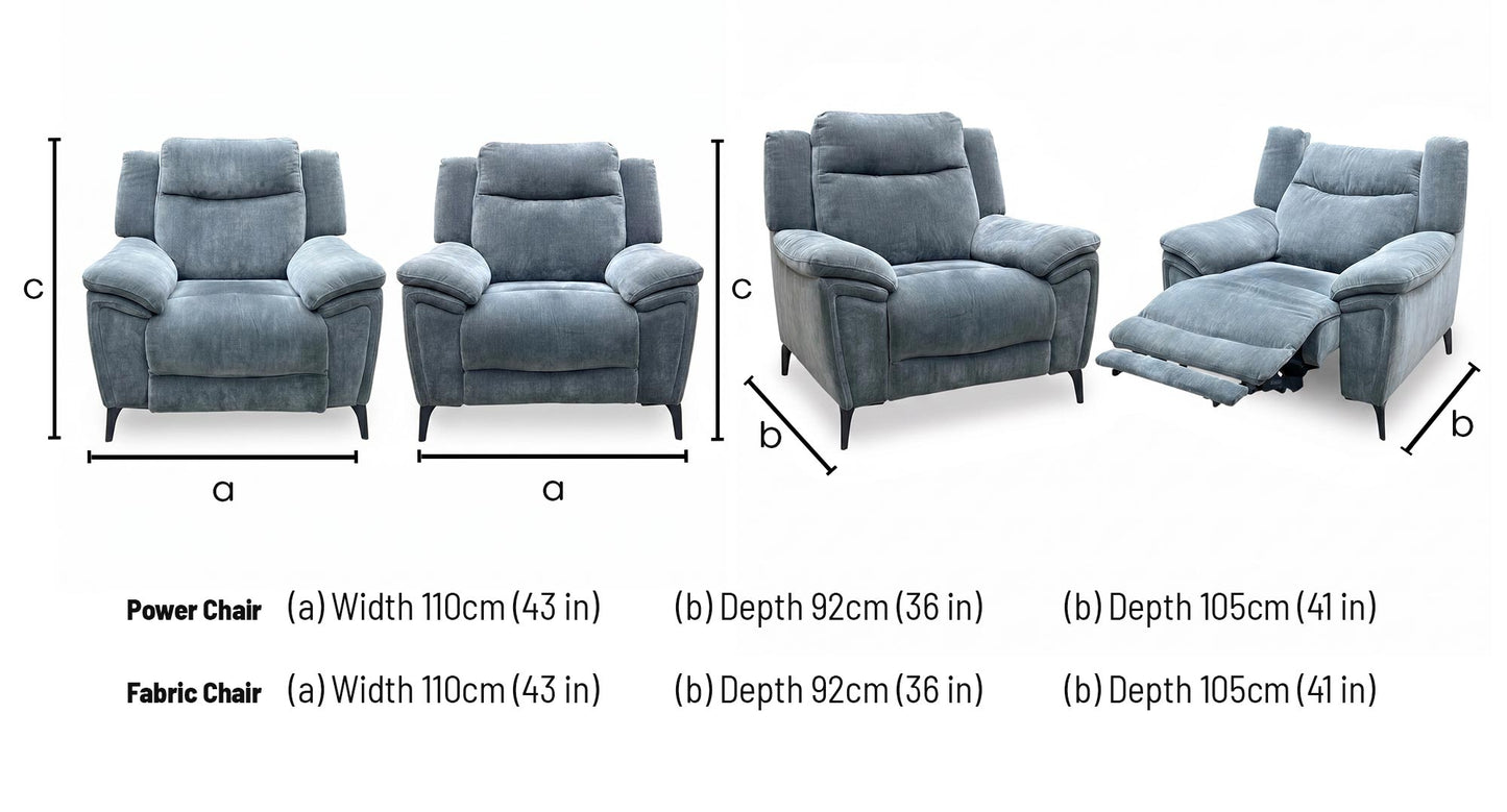 ‘Panache’ Manhattan Charcoal Grey 58003 Fabric Chair & Power Recliner Chair Set
