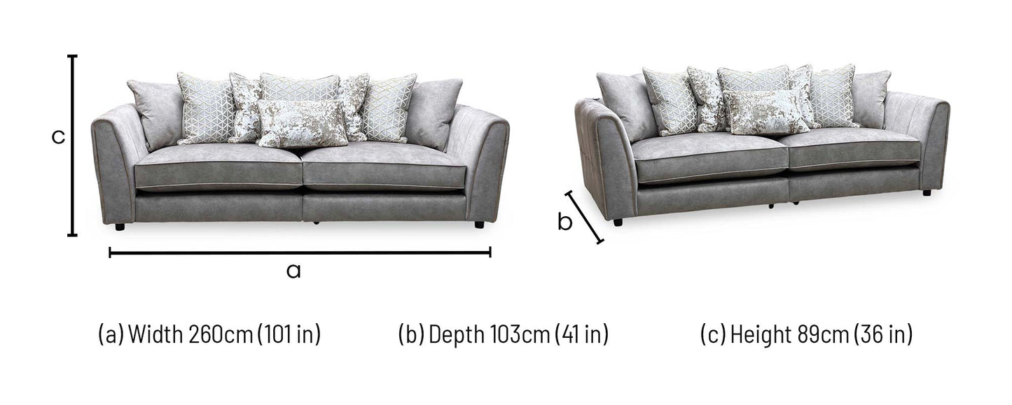 ‘Mariah’ Dapple Cream-Tri No Insert Fabric 4 Seater Scatter Back Split Frame Sofa (Ariana)