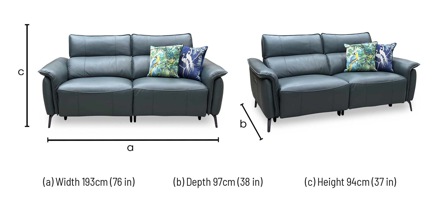 ‘Jude’ Oslo Peacock Green Cat-40_09 Leather 3 Seater Sofa & Power Recliner Chair Set with Power Headrest, Lumbar & Heated Seats