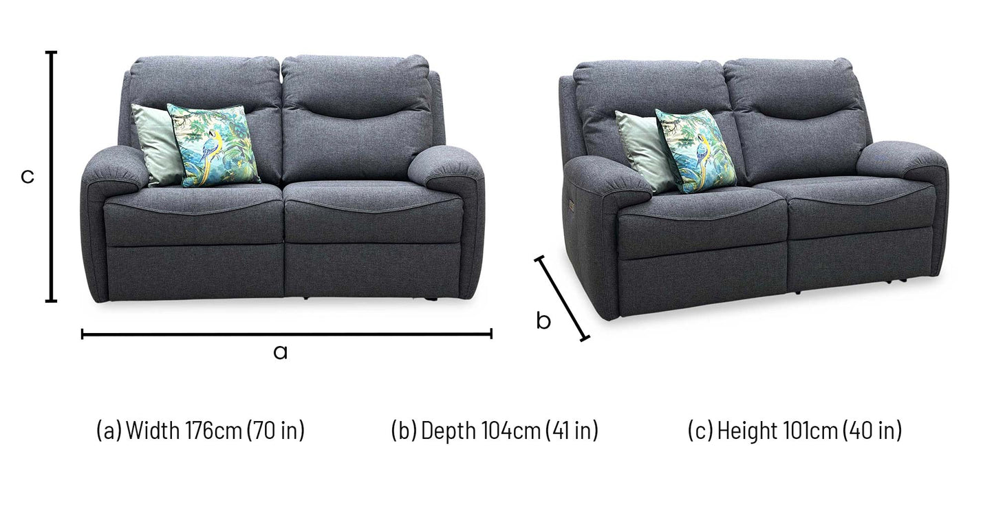 G Plan ‘Amesbury’ A943 Roche Slate Grey Fabric 2 Seater Power Recliner Sofa