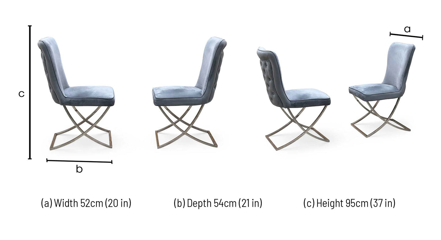 ‘Vanquish’ Grey Fabric Set of 2 Dining Chairs