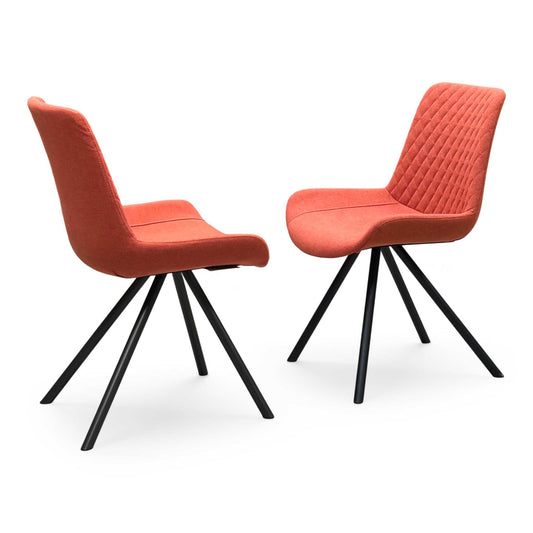 ‘Rocket’ Orange Fabric Pair of Dining Chairs