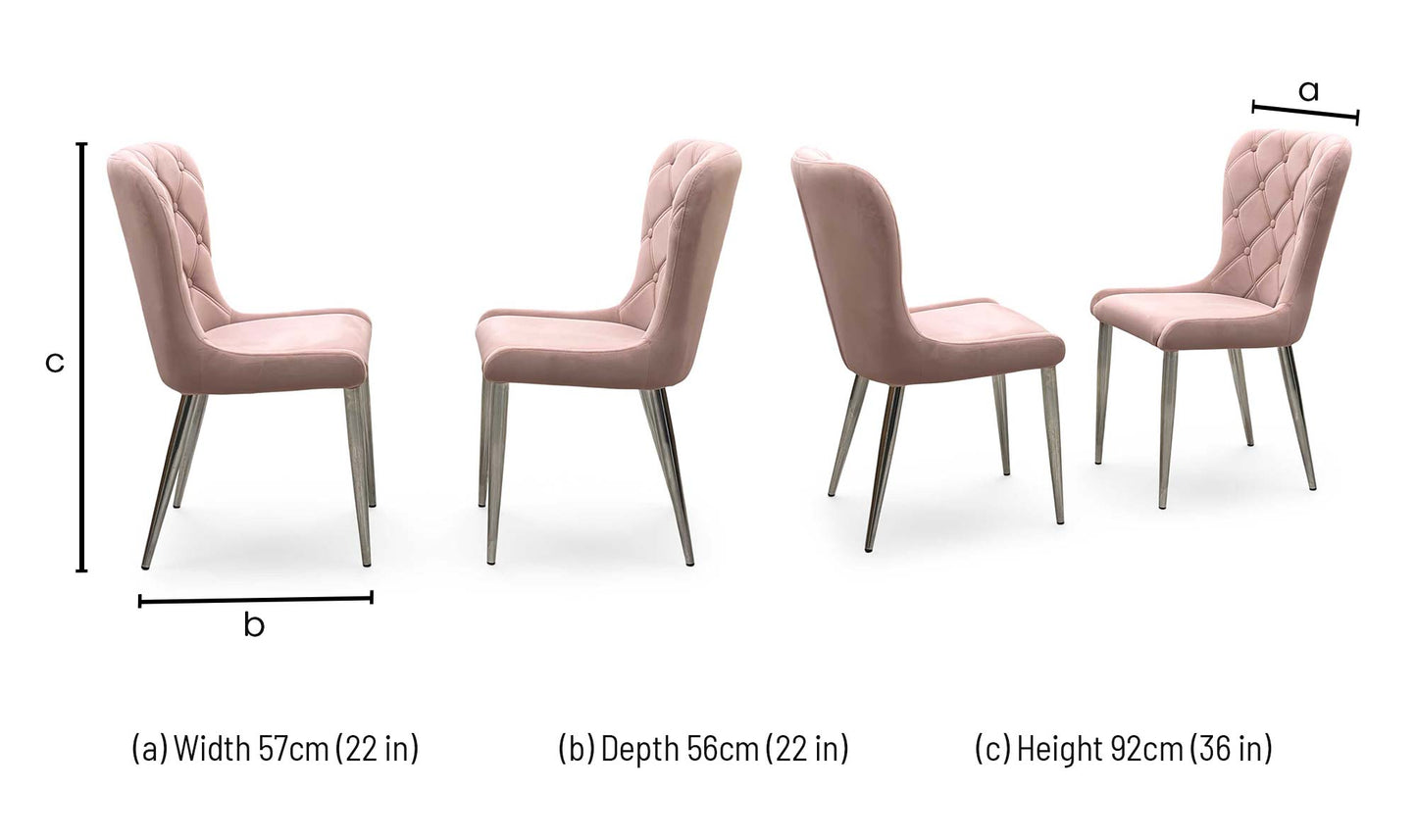 ‘Donnie’ Pink Fabric Pair of Dining Chairs