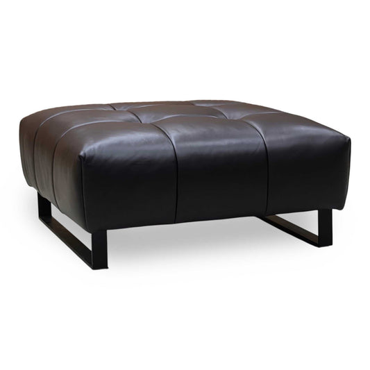 ‘Shelby’ Sk-097d Dark Brown Leather Square Footstool