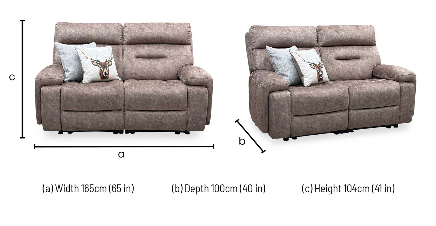 ‘Cinemax' Marble Classic Brown Be-0105 Fabric 2 Seater Media Arm Power Recliner Sofa with Power Headrests