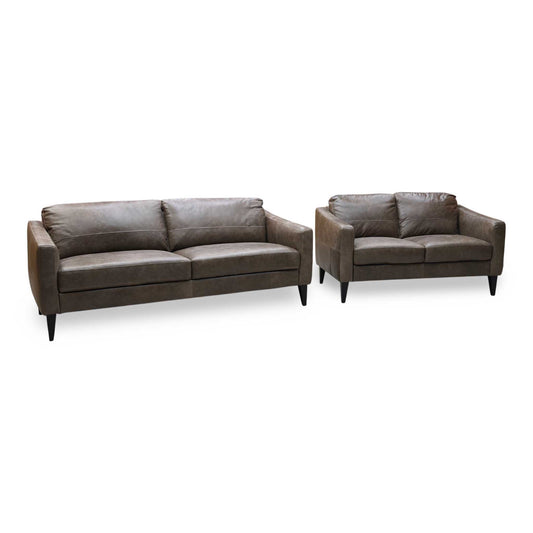 'Oslo' Chestnut Brown Italian Distressed Leather 3 + 2 Seater Sofa Set
