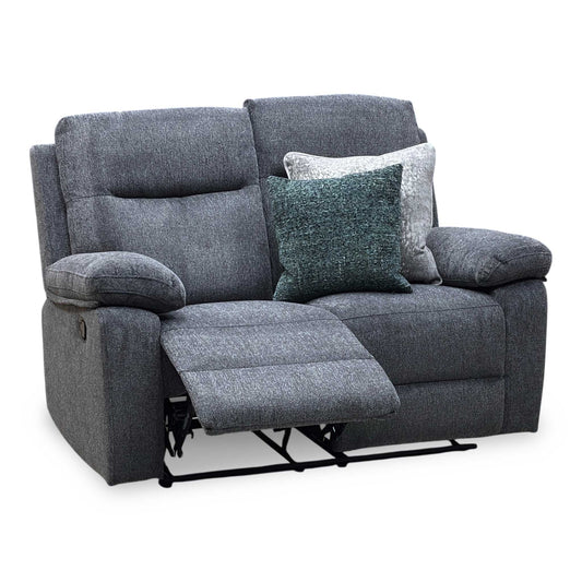 'Fenway' Charcoal Grey Woven Fabric Manual Recliner 2 Seater Sofa
