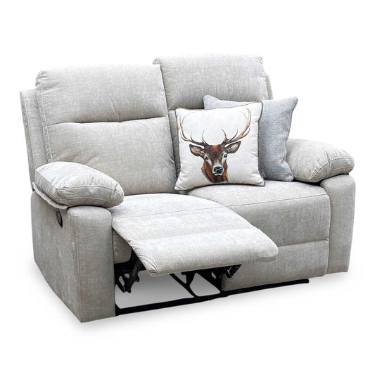 'Fenway' Beige Woven Fabric Manual Recliner 2 Seater Sofa