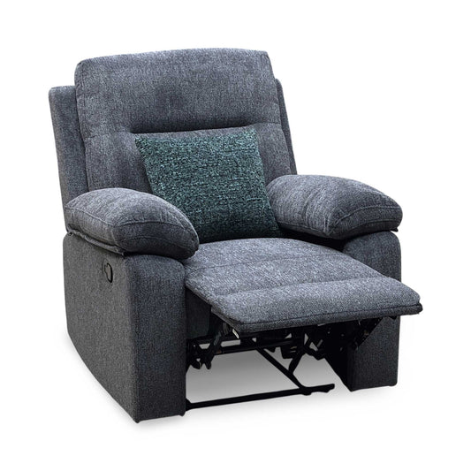 'Fenway' Charcoal Grey Woven Fabric Manual Recliner Armchair