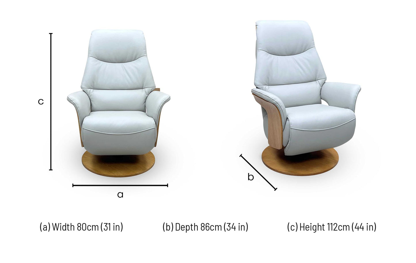 ‘Olaf’ Taupe Leather Power Swivel Recliner Chair