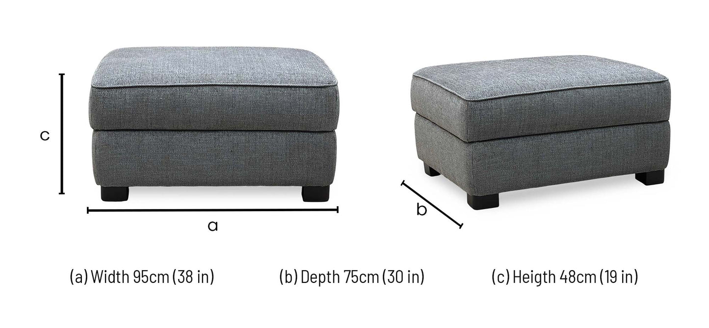 ‘Elora’ Kento 301 Warm Grey Dbf Fabric Large Storage Footstool