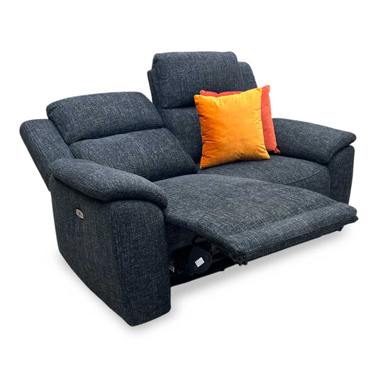 ‘Utah' Black Fabric 2 Seater Power Recliner Sofa