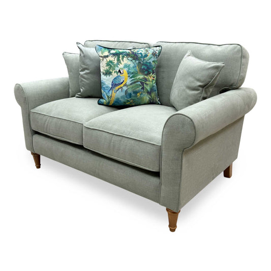 Full View ‘William’ 2-seater sofa, beautifully tailored in rich, matte Cosmo Olive Green fabric upholstery.